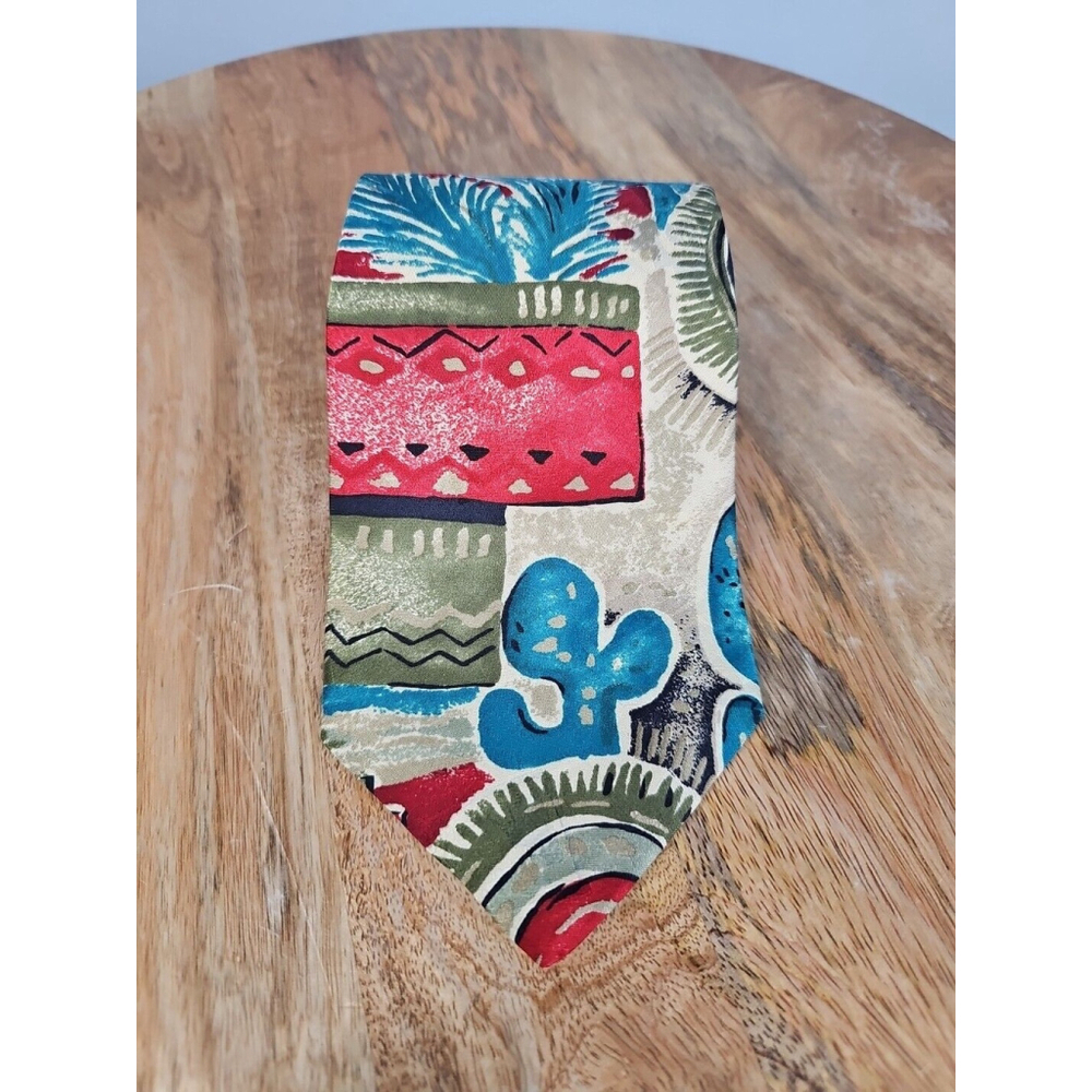 Erreuno Milano Men's Multicolor Abstract Silk Necktie Made in Italy Neck Tie 4"